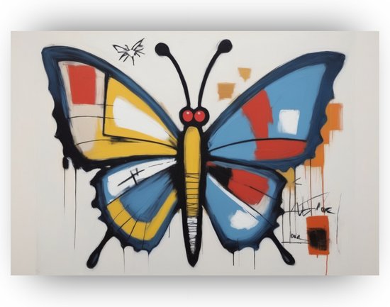 Vlinder Basquiat poster - Vlinder muurdecoratie - Poster Jean-Michel Basquiat - Moderne posters - Woonkamer posters - Slaapkamer muurdecoratie - 70 x 50 cm