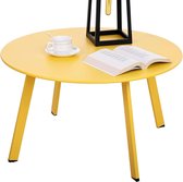 Opvouwbare bijzettafel van metaal, tuinbijzettafel rond, salontafel, salontafel en salontafel met verstelbare tafelpoten (geel, diameter 70 x 40 cm)