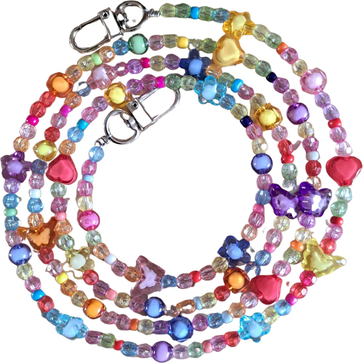 TWOA - telefoonketting lang – gekleurde kralenketting voor aan telefoon - universeel telefoonkoord met vrolijke kleuren