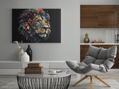 Canvas Schilderij Dieren - Leeuw Met Bloemen - 60x40x2 cm