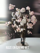 Seta Fiori - Kunstbloesemboom - kerselaar - wit zacht roze - 55cm -