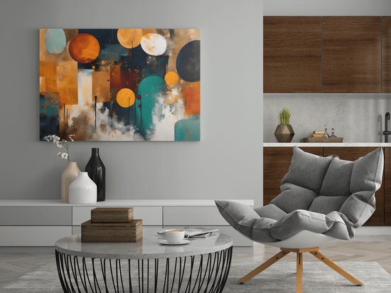 Canvas Schilderij - Abstract - Kleuren - Modern - Wanddecoratie - 90x60x2 cm