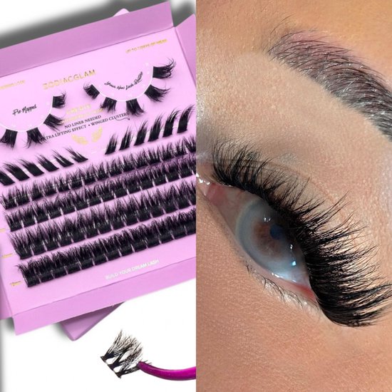 Foto: Zodiacglam diy lashes fluffy volume wimper extensions vanuit huis mix 10 12 14 16mm blijven 5 7 dagen zitten individuele wimpers nep wimpers vegan eyelashes