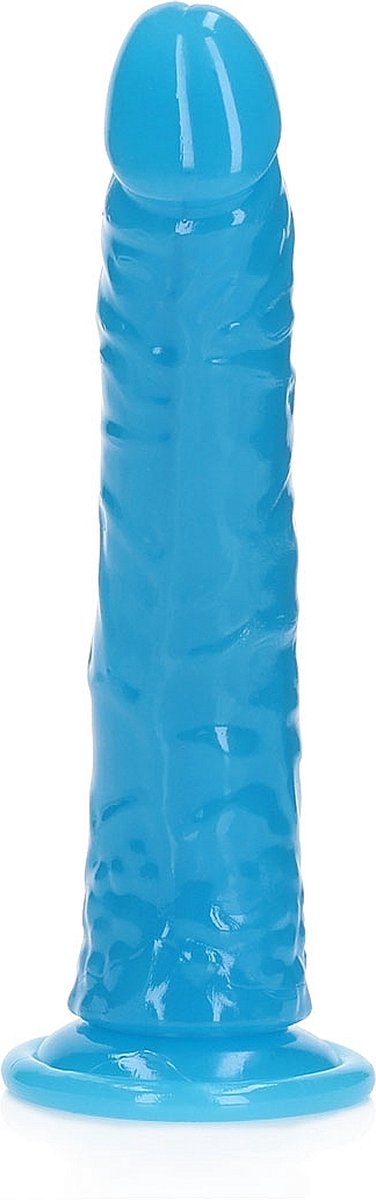REALROCK - dildo - 7 inch - met zuignap - glow in the dark - blauw