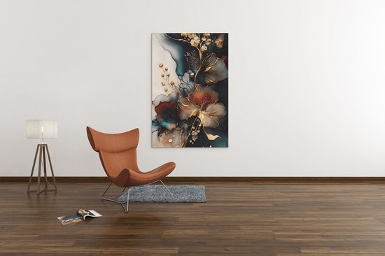 Canvas Schilderij Bloemen - Abstract - Bloem - Schilderijen - 90x60x2 cm