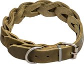 Animal Boulevard Ab30138 - Hals- En Leibanden - Hond - Ab Country Leather Gevlochten Halsband Olijf-25mmx36-43cm - Maat: 25mmx36-43cm