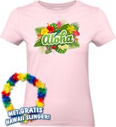 Dames t-shirt Aloha | Toppers in Concert 2024 | Club Tropicana | Hawaii Shirt | Ibiza Kleding | Lichtroze Dames | maat XS
