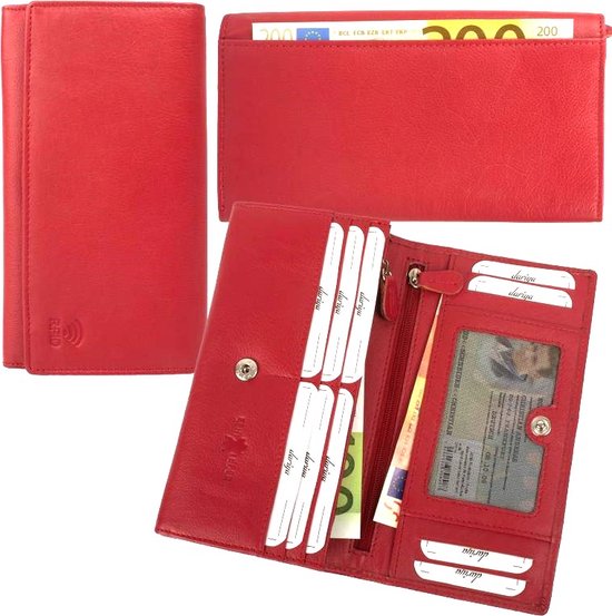 Pd Rood Dariya Portemonnee 231 Rood Leer RFID Protection | bol