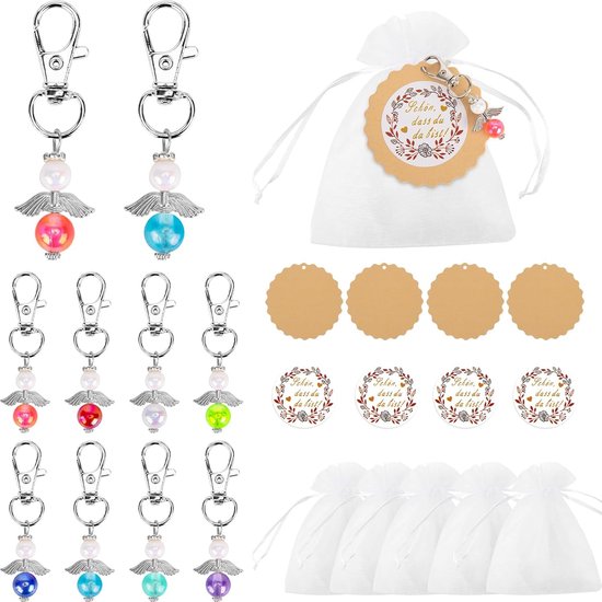 Pendentifs Ange Gardien - Lot De 30, Avec Sacs Organza Et étiquettes Kraft, Pour Cadeaux Communion, Mariage