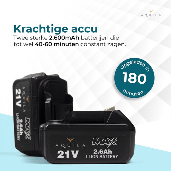 Aquila 48V Mini Kettingzaag & Takkenzaag met Accu - 6 Inch Elektrische Snoeizaag - 650W Borstelloze Handkettingzaag & Boomzaag - Kettingzaag Elektrisch met 2600 mAh Accu's - Alternatief Benzine Houtzaag