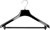 Originele Mainetti kunststof kledinghangers met broeklat voor jassen, broeken of mantels- 45 cm breed- Zwart - per 5 stuks