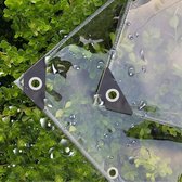 Waterdicht transparant PE-zeil met ingestanste ringen, weerbestendig, opvouwbaar, regenbescherming voor tuinmeubelen, planten en kassen, geschikt voor camping, balkon, afdekzeil, waterdicht, 2x4