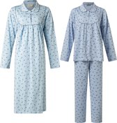 Klassieke dames set van Lunatex nachthemd + pyjama kleur blauw in maat M