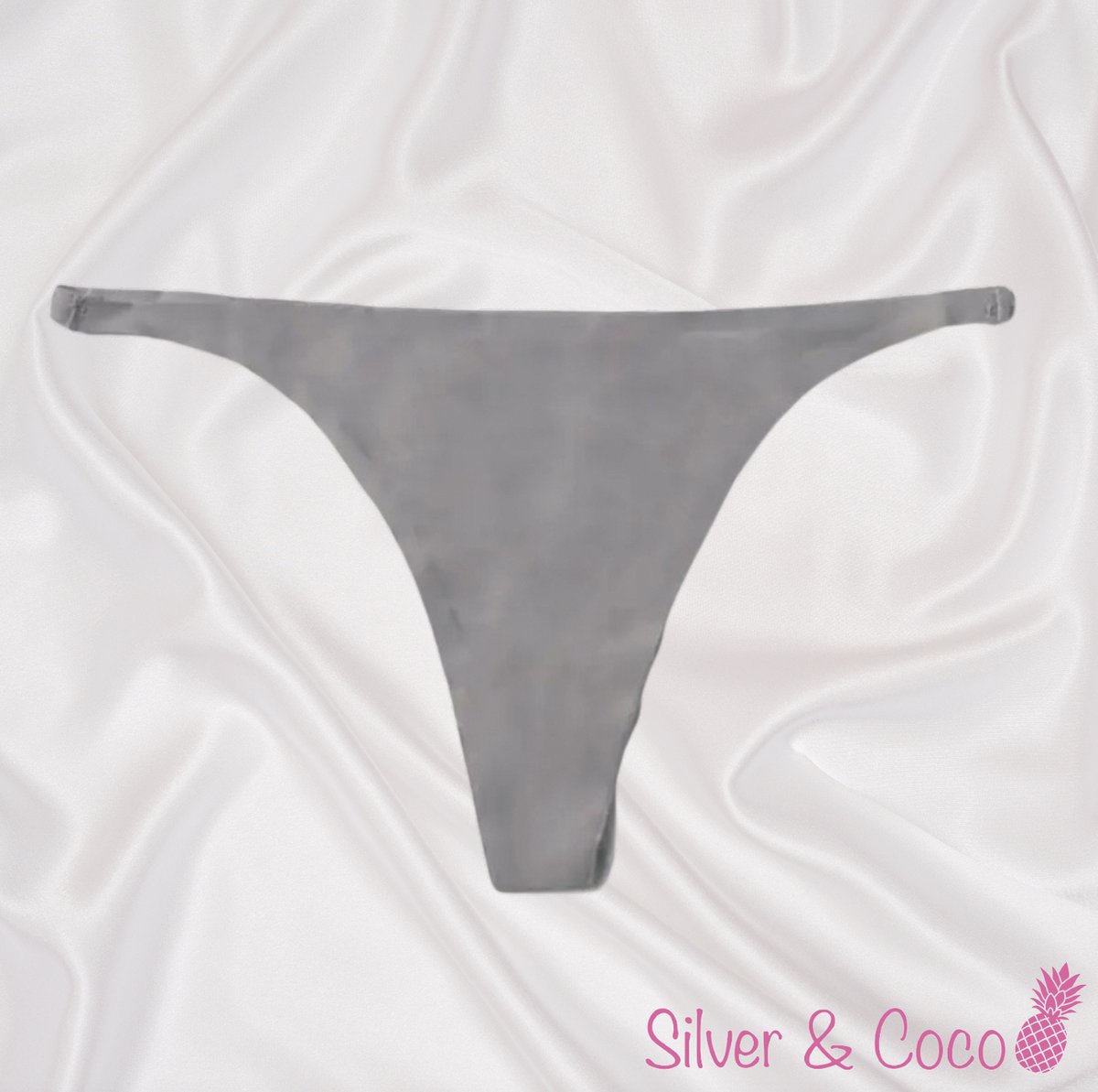 SilverAndCoco® - Naadloze String / Seamless Onderbroek Dames / Zacht Brazilian Slipje / Naadloos Stretch Ondergoed Vrouw / Strings Dames Lingerie Broekje Slip Grey - Grijs / Medium