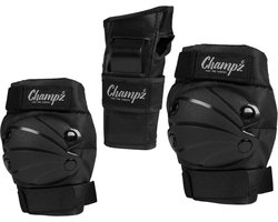 foto van Champz Skate Bescherming Set Voor Kinderen: Complete Valbescherming - Zwart - Medium (35-38 EU) - Ideaal voor Jonge Skaters