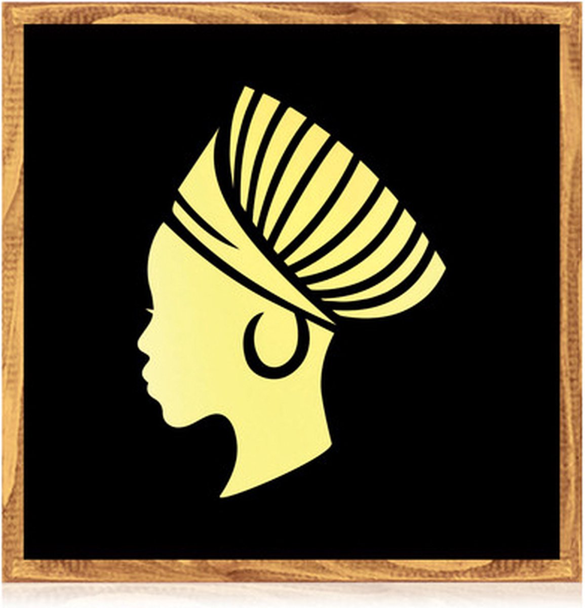 Wanddecoratie - Spiegel Afrikaanse vrouw 3 - Goud - schilderijen woonkamer - 30x30 cm - Posterlijst - Muurdecoratie