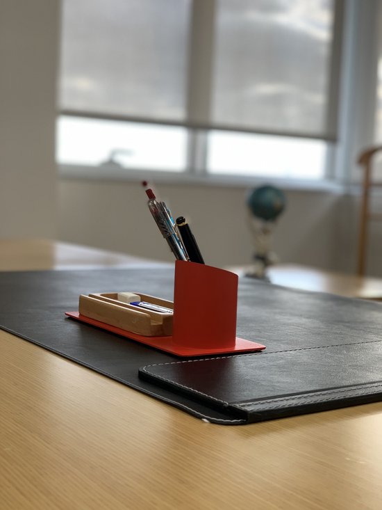 Furni24 Organisateur de bureau porte-stylo, support de téléphone (10x10x25 cm, rouge)