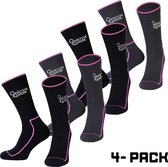 94activewear Merino Wol Sokken Dames 4 paar - Maat 39-42 - 40% Merino Wol - Thermosokken - Warme sokken - Zwart/Roze