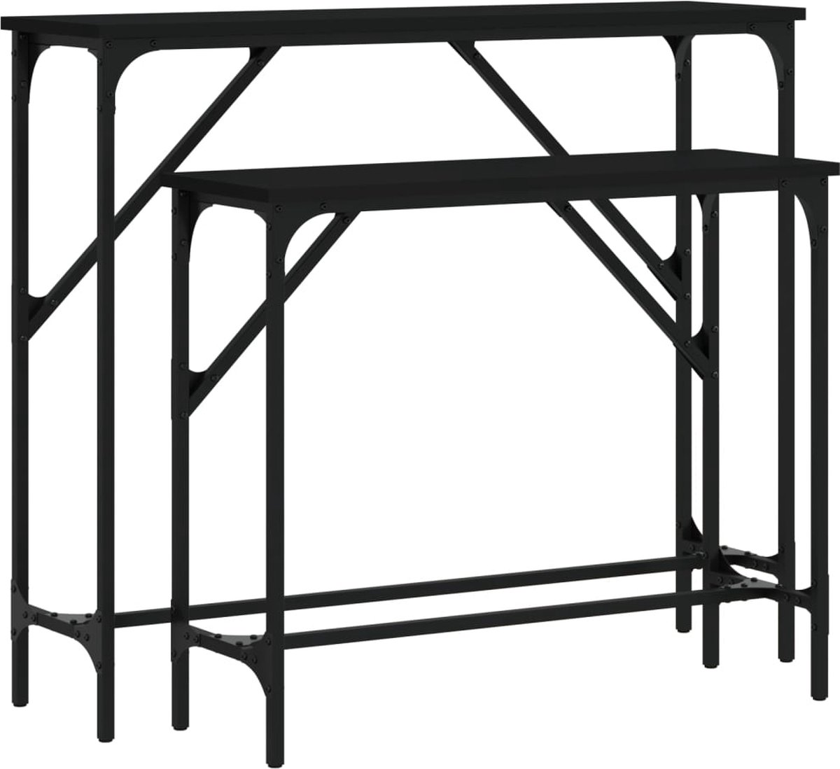 vidaXL Wandtafels - 2 - st - bewerkt - hout - zwart