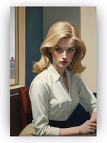Blonde vrouw Edward Hopper poster - Edward Hopper poster - Wanddecoratie vrouw - Muurdecoratie industrieel - Posters slaapkamer - Slaapkamer decoratie - 40 x 60 cm