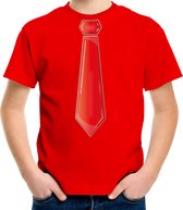Bellatio Decorations Verkleed t-shirt voor kinderen - stropdas - rood - jongen - carnaval/themafeest 164/176