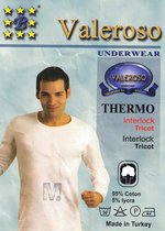 Thermoshirt - Thermisch onderhemd - lange mouwen - WIT/BLAUW/GRIJS tinten - MAAT M - Wintersport - Valeroso - Thermo - HQ