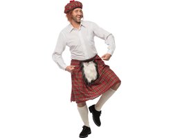 Partychimp Schotse Man Kostuum Schotse Kilt en Pet - One-Size Verkleedkleren Volwassenen Carnavalskleding Heren - 2-Delig - Blouse en kousen niet inbegrepen