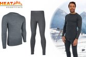 Heat Essentials - Thermo Ondergoed Heren - Set - Thermo Shirt en Thermo Broek - Antraciet - XXL