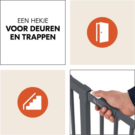 Hauck Türschutzgitter Clear Step Autoclose 2, Dark Grey, Auch Als Treppenschutzgitter Verwendbar C1855540261