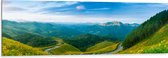 Dibond - Bergen - Landschap - Wolken - Groen - 150x50 cm Foto op Aluminium (Met Ophangsysteem)