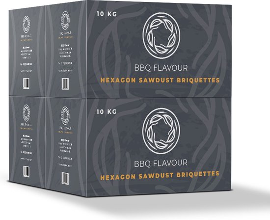 BBQ Flavour - Hexagon Sawdust Briketten - Houtskool Briketten - Houtskool - 10kg - Brandduur 4 uur - Temperatuur 500 Graden - BBQ Flavour