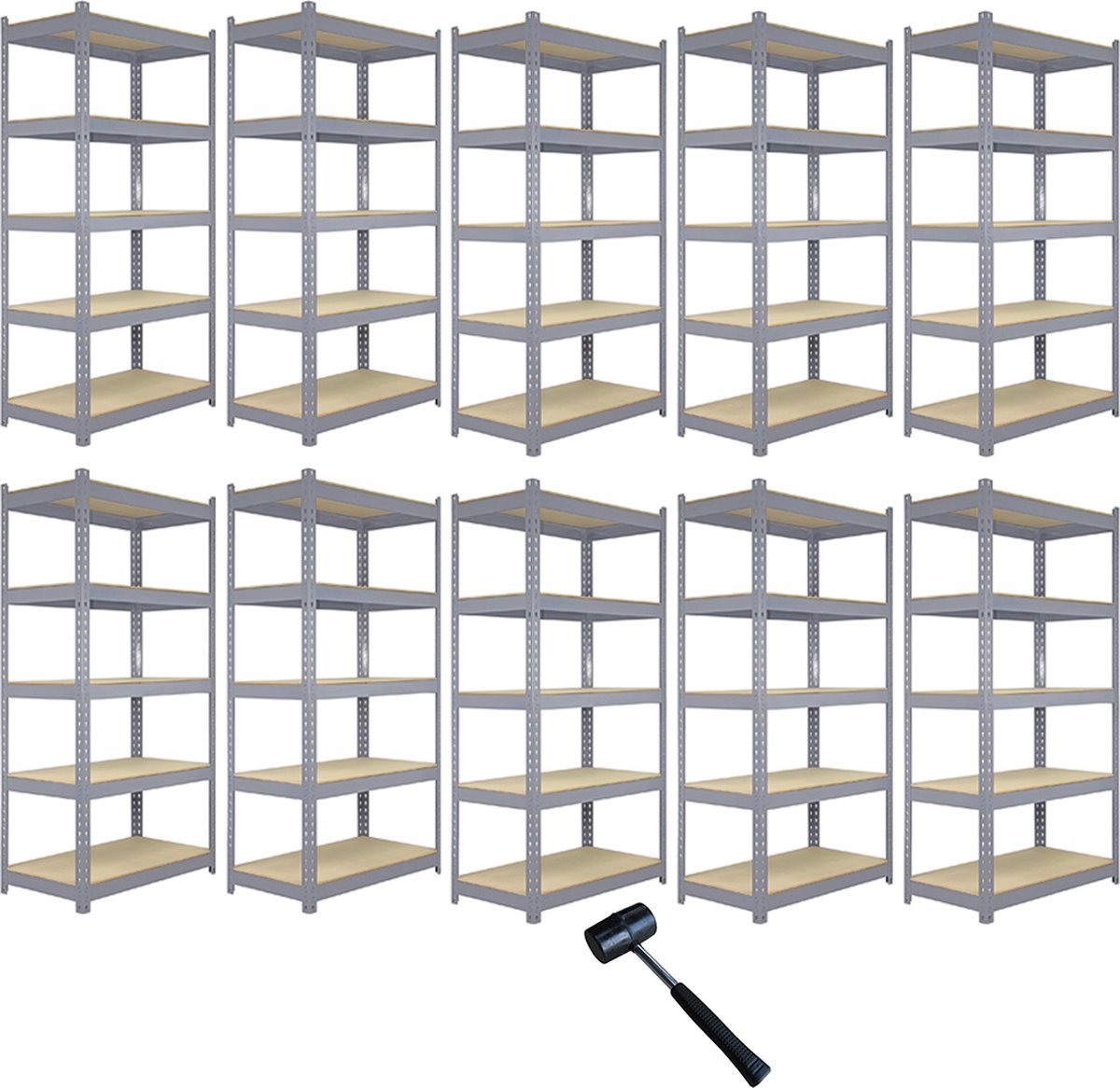 Q-Rax Stellingkast - 120cm x 50cm x 180 cm - 100% boutloos - Draagkracht: 200 kg per plank - opbergrek metaal