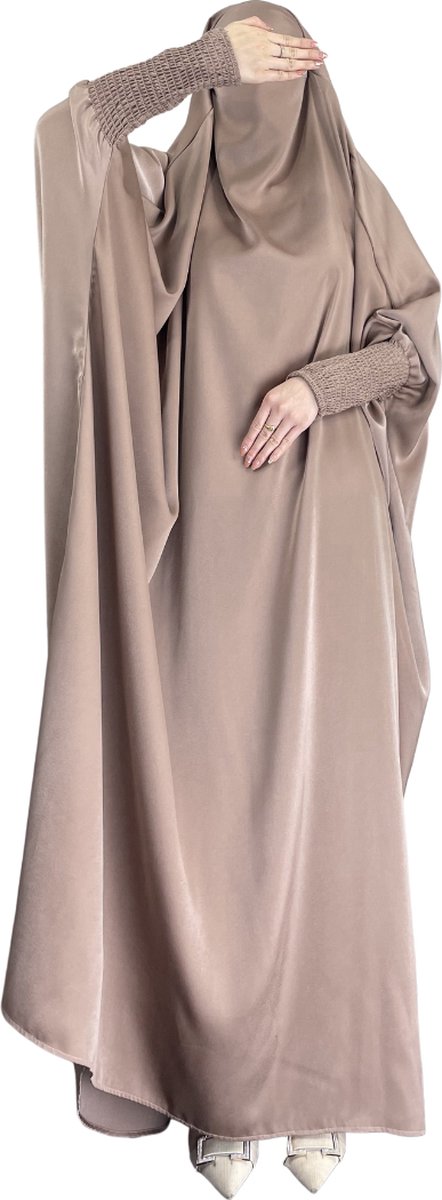 Nivard Gebedskleding Dames - Abaya - Islamitische Kleding - Khimar - Jilbab - Vrouw - Alhamdulillah - Khaki