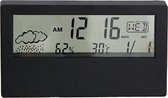 Station météo - Avec compteur de température et d'humidité - Piles incluses - Compteur de température - Avec Wekker - Zwart