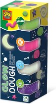SES - Feel good klei - Glow (4x90gr) - vegan en glutenvrij - herbruikbare potjes - uitwasbaar - glow in the dark, neon en glitter klei