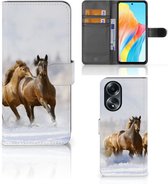 GSM Hoesje Geschikt voor OPPO A58 4G Wallet Book Case Paarden