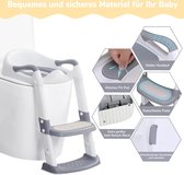 Toiletbril voor kinderen, met trap - verstelbare toilettrainer met PU zitkussen, antislip, voor jongens en meisjes