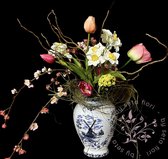 Seta Fiori - Kunst tulpen boeketje - voorjaar - voorjaar mix - fel roze - 45cm -