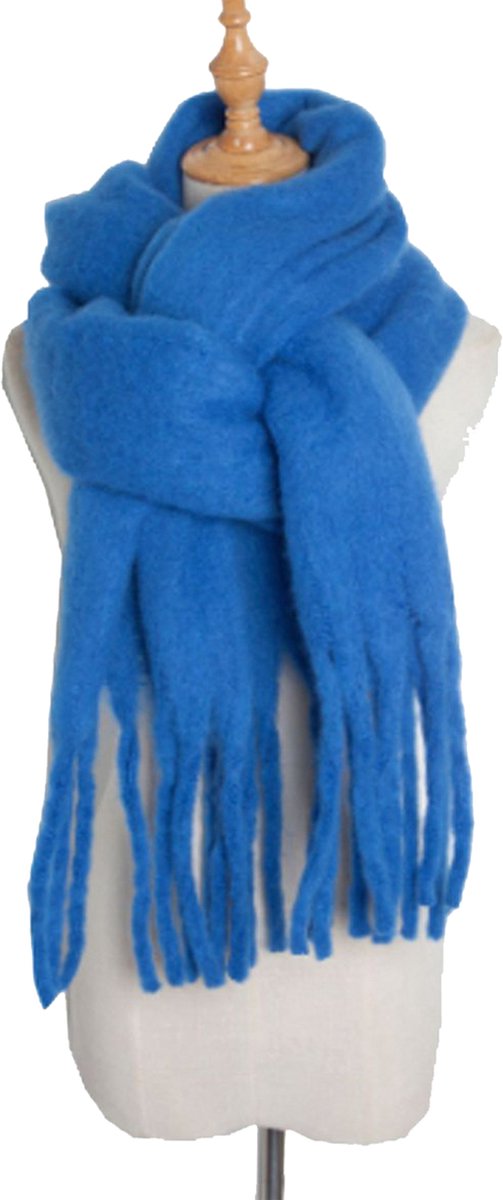 Sjaal Royal blue / Fluffy sjaal met franjes / chunky fluffy scarfs / accessoires dames Sjaal / wintersport / fluffy sjaal / fluffy scarf