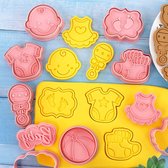 Baby Shower Cookie Cutters-8 Pieces Baby Shower Biscuit Cutter and Stamp,3D Baby Shower Cookie Cutter Set.