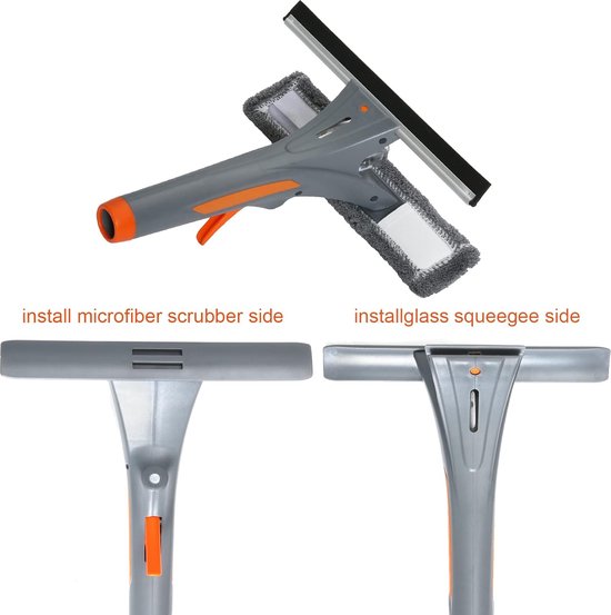 Professionele raamwisserreiniger, uitschuifbaar, 2-in-1 doucheschroebel met verlengstang, 89 inch raamwasapparatuur met buigbare kop, glasreinigingsgereedschap voor binnen/buiten hoog raam