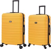 BlockTravel kofferset 2 delig ABS ruimbagage met dubbele wielen 74 en 95 liter - inbouw TSA slot - geel
