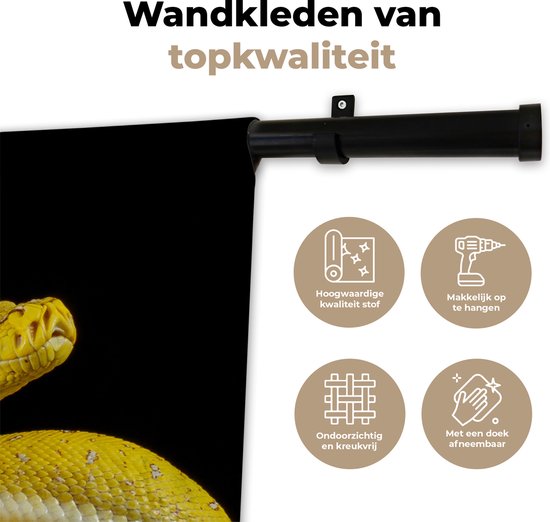 Wandkleed - Wanddoek - Slang - Tak - Geel - 60x90 cm - Wandtapijt