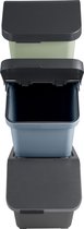 Sunware Sigma home Prullenbak Afvalscheiding - Afvalbak afvalscheiding - Afvalscheidingprullenbakken - Set van 3 - 30L - Met deksel - Antraciet Blauw Groen - Met GRATIS stickervel