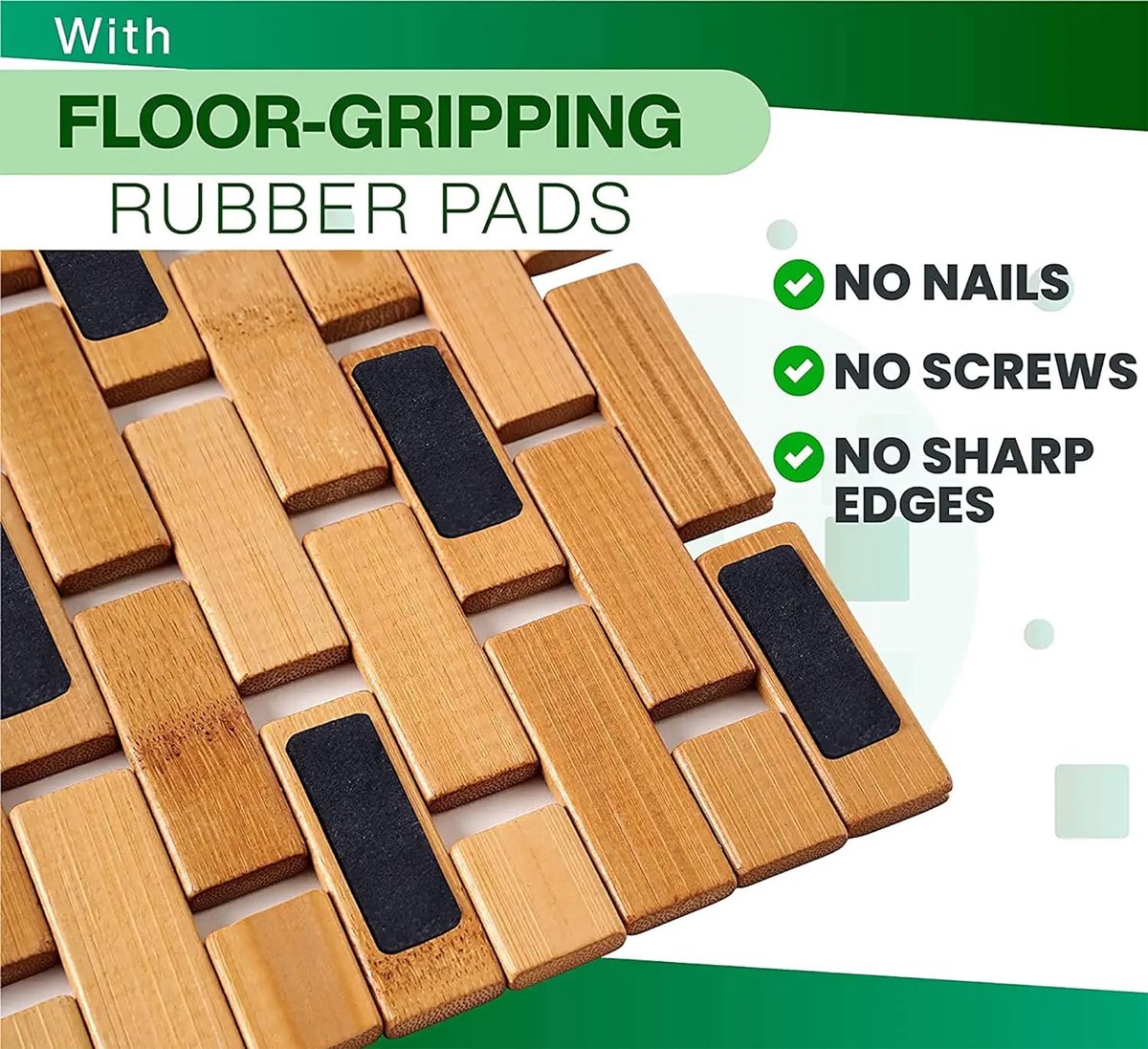 Badmat van bamboehout - antislipmat voor in badkuip - bamboemat voor in badkamer met antislip - badmat voor douche - bamboe tapijt voor badkamer (Natuurlijk) — cadeau in Wonen & Interieur - foto 3