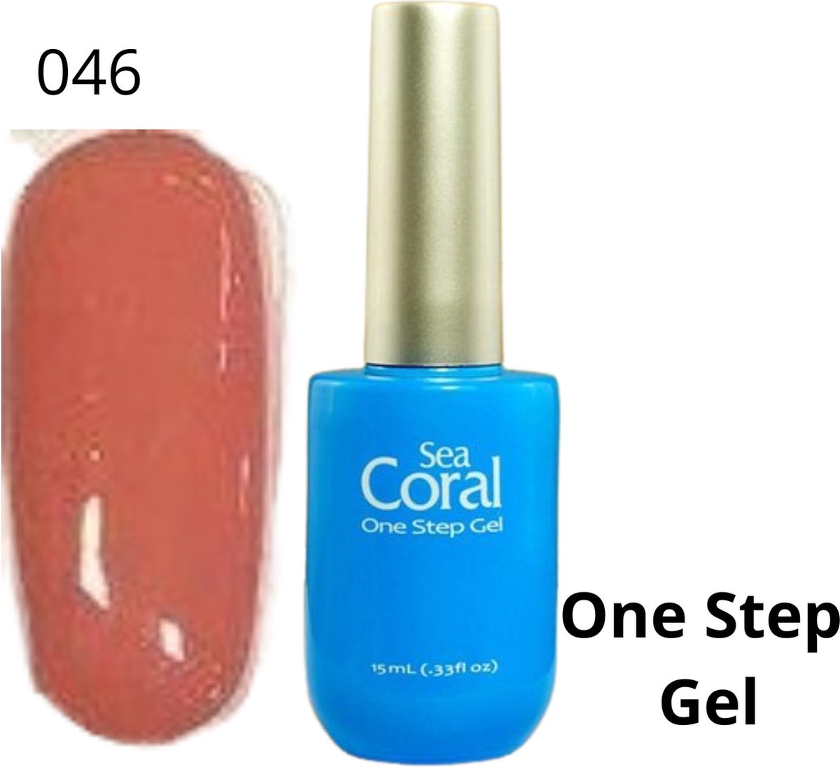 SeaCoral One Step No Wipe Gellak, Gel Nagellak, GelPolish, zonder kleeflaag, UV en LED, kleur 046
