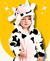 BoefieBoef Combinaison et pyjama en forme d'animal de vache pour bébé et tout-petit jusqu'à 18 mois - Vêtements d'habillage pour enfants - Costume d'animal - Blanc Noir