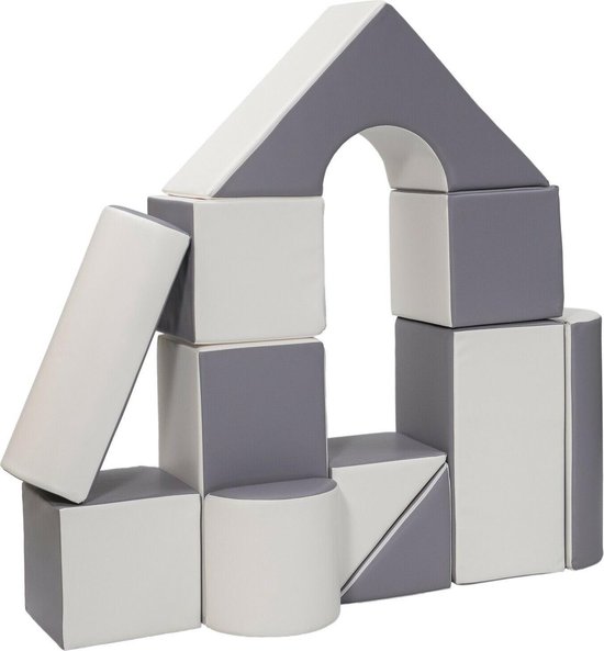 klant louter Ook Schuim blokken / foam blokken - 11 stuks - huis / kasteel | Witte en grijze  blokken | bol.com