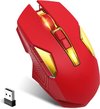 Draadloze muis - Draadloze Gaming Muis - 7 RGB-lichten - Intelligente Energiebesparing en Stille Klik - Gaming Mouse - Rood