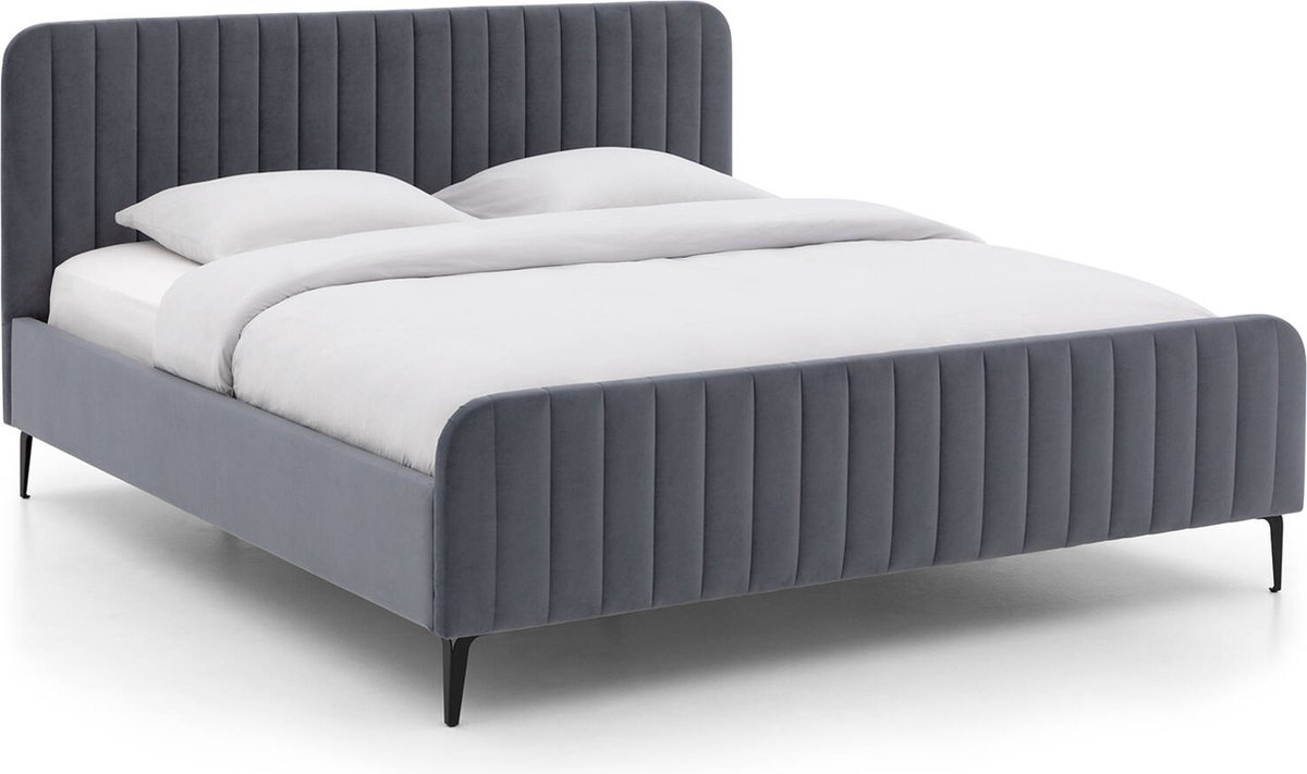 Goossens Bedframe Attent, 180 x 200 cm Velvet Seven, denim